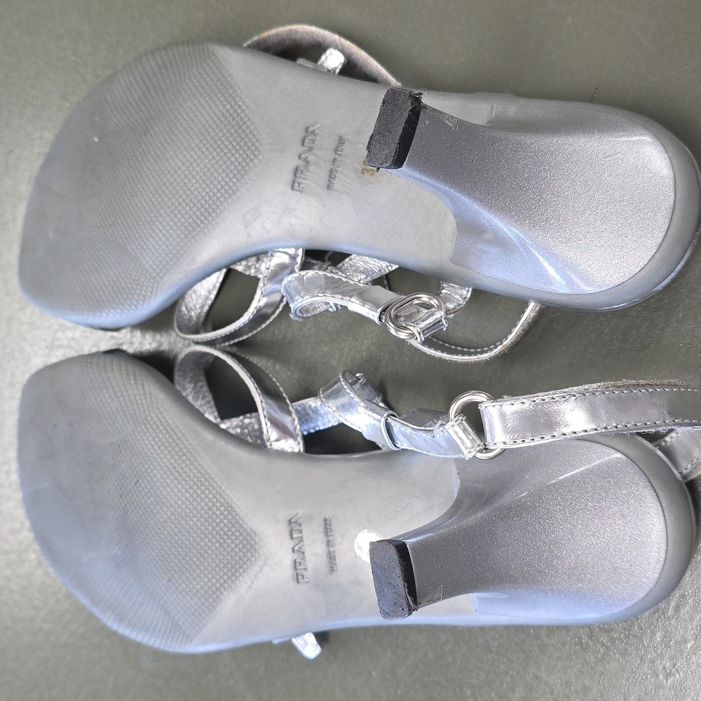 Vintage Y2k Silver Prada Shoes 90s Sz 39 - Picture 4 of 5